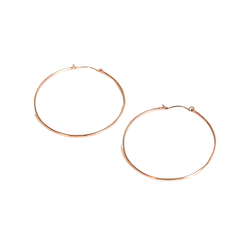 Rose Gold Hammered Large Hoops