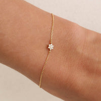 14K Gold Crystal Lotus Bracelet