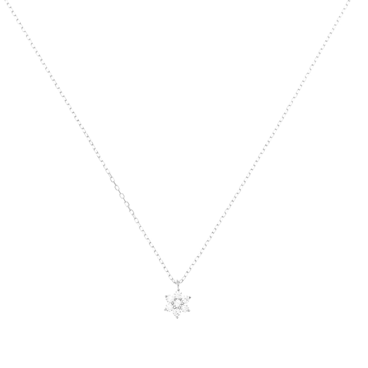 14K White Gold  Crystal Flower Necklace