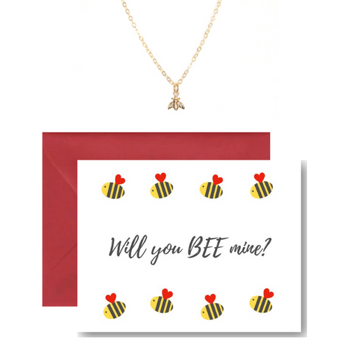 gold bee necklace valentine's day set