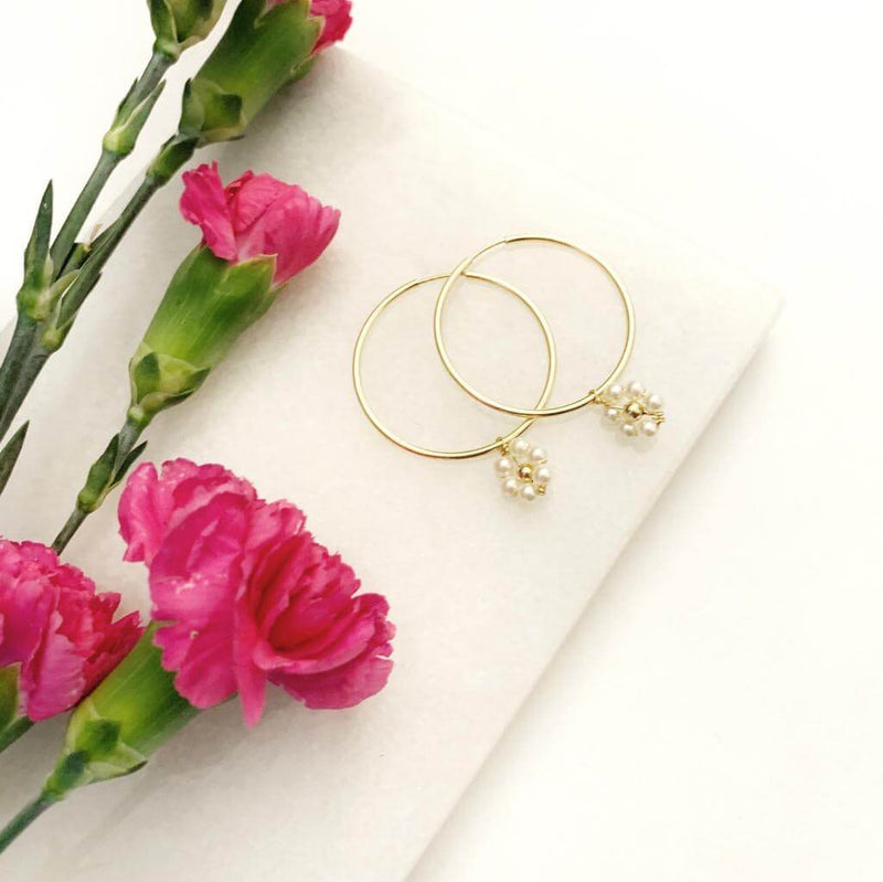 14K Gold Filled Daisy Pearl Earring