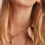 18K Gold-Filled Lock Chain Necklace