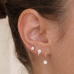 14K Gold Crystal Flower Hoop