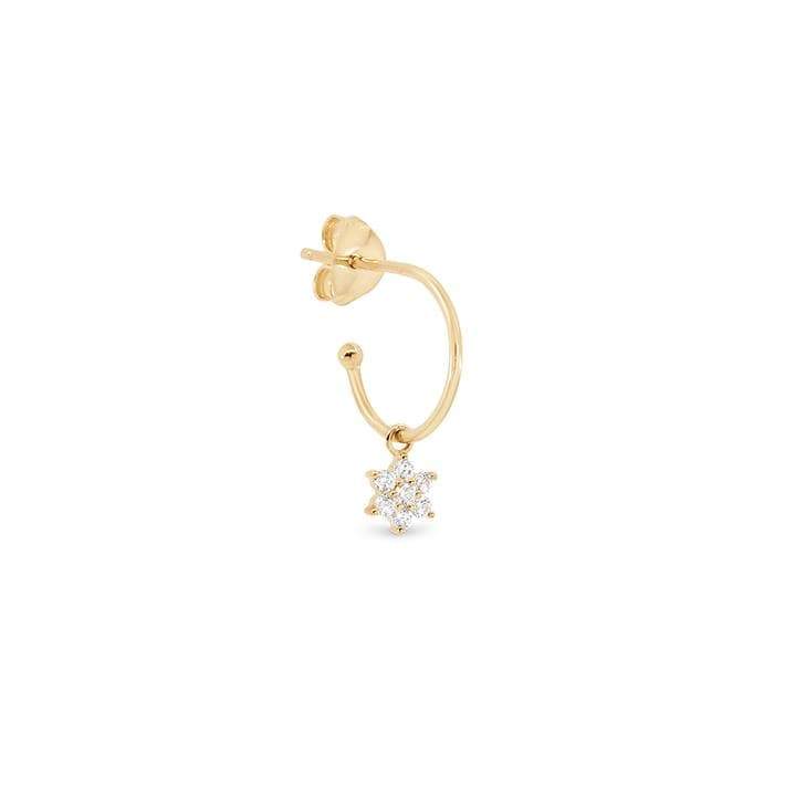 14K Gold Crystal Flower Hoop