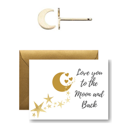 gold moon charm stud set
